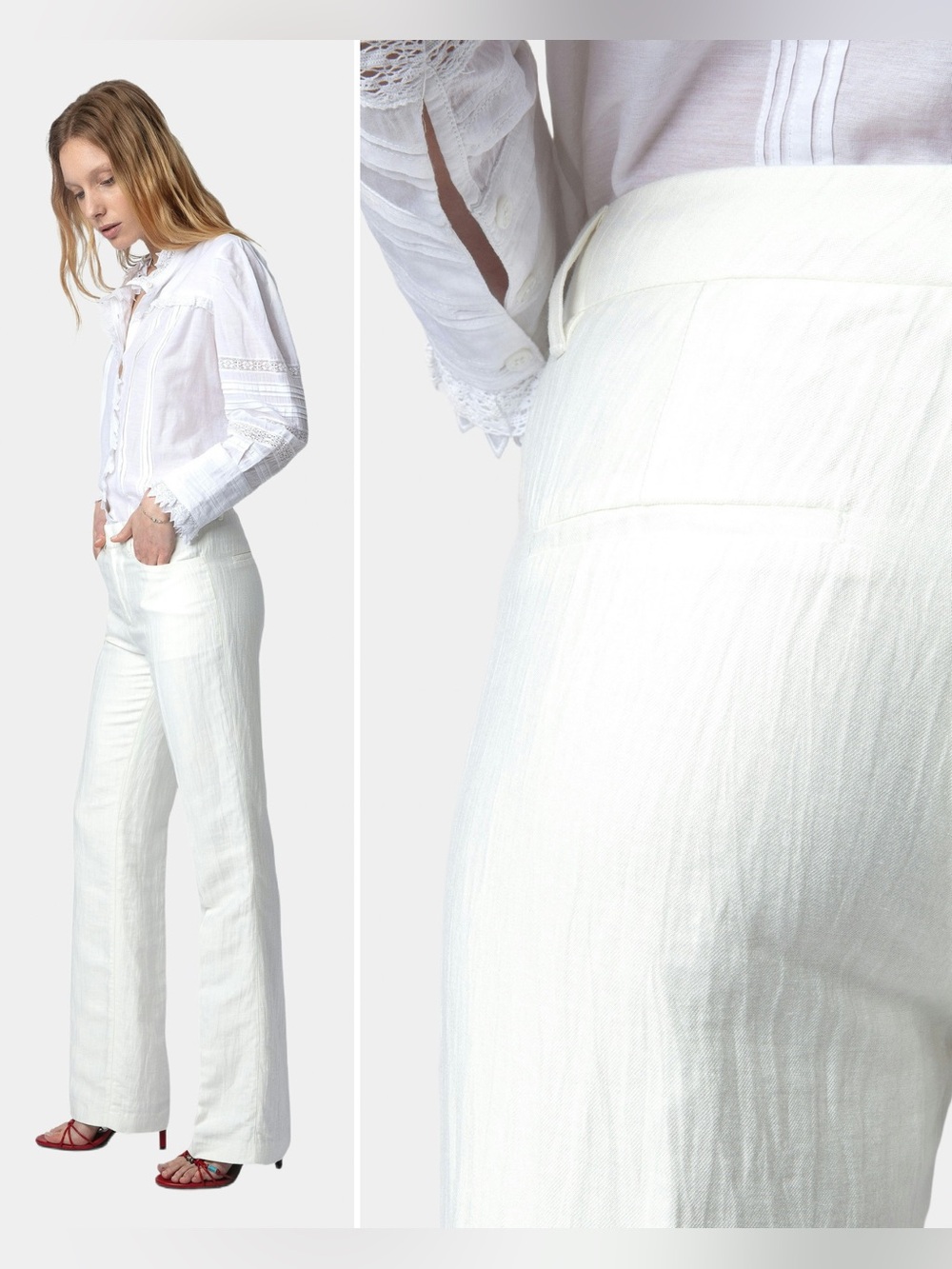 Zadig & Voltaire White Pistol Trousers Tossu Italien Pants Women’s Size 42 XL